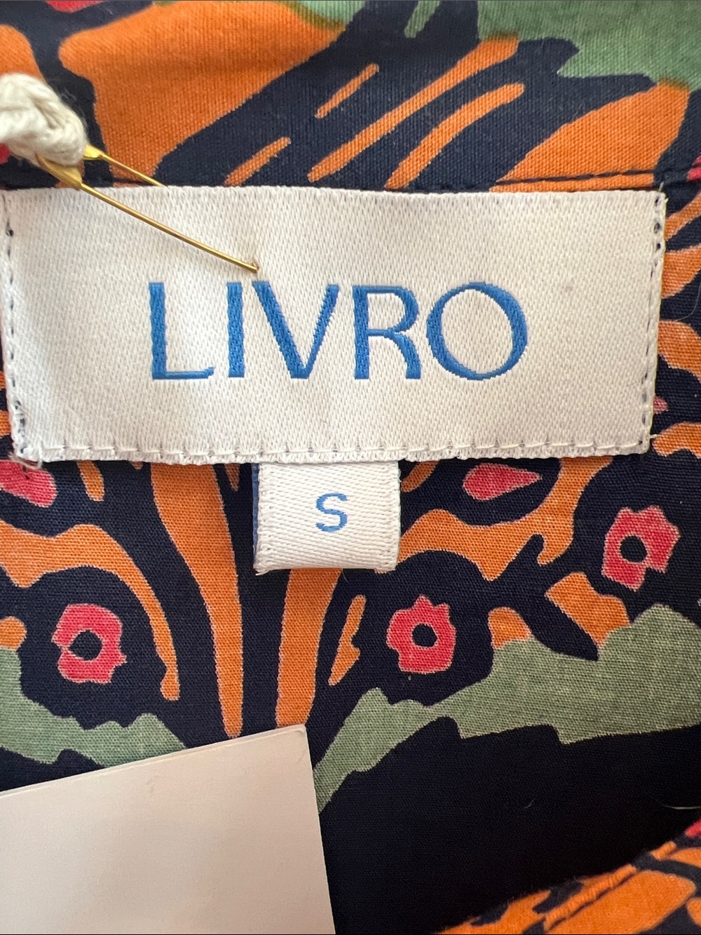 LIVRO Navy Maxi Dress with Orange Print - Picture 2 of 8